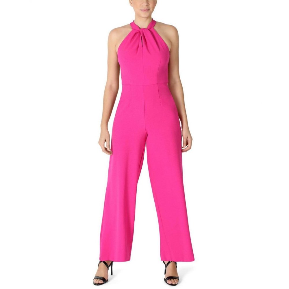 NWT Julia Jordan Womens Twist Front Halter Jumpsuit JJ36624 6 Fuschia Pink - Picture 1 of 6